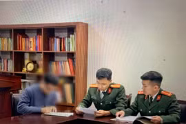 Giám đốc Công ty TNHH Giáo dục Thái Hòa CEP làm việc với cơ quan Công an. (Nguồn: báo Công an Nhân dân)