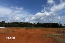 Vị trí khu dân cư, tái định cư mới có diện tích khoảng 23,1 ha, trên đường Lý Thường Kiệt, phường Lộc Phát, cách trung tâm thành phố Bảo Lộc khoảng 5km. (Ảnh: Nguyễn Dũng/TTXVN)