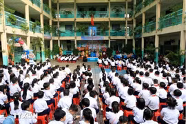 Học sinh Trường Tiểu học Phạm Ngọc Thạch, Thành phố Hồ Chí Minh. (Ảnh: Hồng Đạt/TTXVN)
