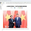 Tân Hoa Xã đưa tin về cuộc hội kiến giữa Chủ tịch Trung Quốc Tập Cận Bình và Thủ tướng Chính phủ Phạm Minh Chính. (Ảnh: TTXVN phát) 