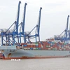 Bốc xếp hàng hóa qua Cảng Container Quốc tế Tân Cảng – Hải Phòng (TC-HICT). (Ảnh: Trần Việt/TTXVN)