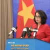 Người phát ngôn Bộ Ngoại giao Phạm Thu Hằng trả lời các câu hỏi của nhà báo. (Ảnh: Tuấn Anh/TTXVN)