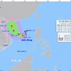 Hướng di chuyển của áp thấp nhiệt đới trên biển Đông. (Ảnh: TTXVN phát)