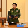 Thống tướng Min Aung Hlaing tại cuộc họp Hội đồng An ninh và Quốc phòng Myanmar tại Nay Pyi Taw. (Ảnh: THX/TTXVN)