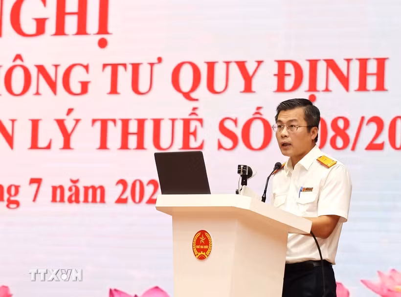 Ông Lê Long yêu cầu lãnh đạo, công chức toàn ngành Thuế nghiêm túc tham gia, chủ động nêu các vướng mắc phát sinh từ thực tiễn để được hướng dẫn nhất quán. (Ảnh: Phạm Hậu/Vietnam+)