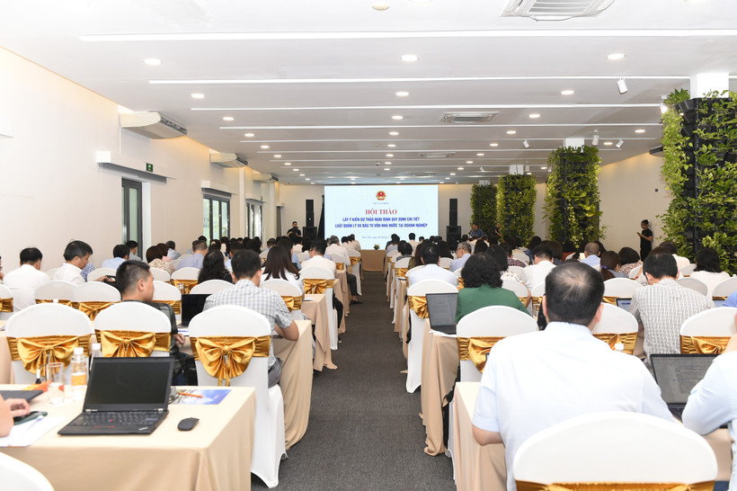 Bộ Tài chính đã tổ chức Hội thảo lấy ý kiến của các Bộ, ngành, Tập đoàn, Tổng công ty Nhà nước và các tổ chức liên quan đối với ba dự thảo Nghị định quy định chi tiết Luật Quản lý và đầu tư vốn Nhà nước tại doanh nghiệp. (Ảnh: CTV/Vietnam+)