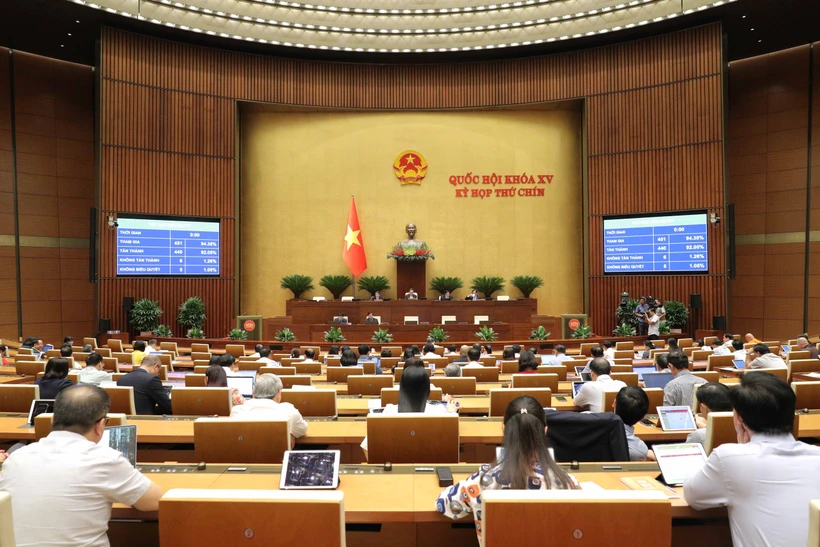 Ngày 14/6, Quốc hội đã thông qua Luật Quản lý và đầu tư vốn Nhà nước tại doanh nghiệp với tỷ lệ 92,05%. (Ảnh: CTV/Vietnam+)