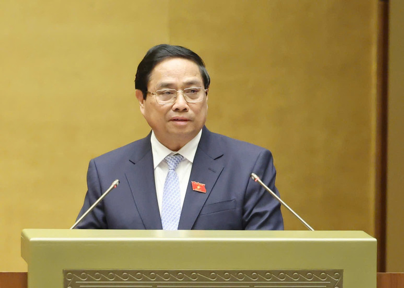 Thủ tướng Chính phủ nhấn mạnh những thành tựu kinh tế đáng khích lệ trong những tháng đầu năm 2025 là kết quả của sự ứng phó kịp thời với các thách thức bên ngoài và những nỗ lực cải cách, đổi mới mạnh mẽ từ bên trong. (Ảnh: QH/Vietnam+)