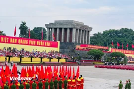 Các Khối tham gia tổng duyệt cấp Nhà nước Lễ kỷ niệm, diễu binh, diễu hành 80 năm Cách mạng Tháng Tám thành công và Quốc khánh nước Cộng hòa xã hội chủ nghĩa Việt Nam tại Quảng trường Ba Đình. (Ảnh: PV/Vietnam+)
