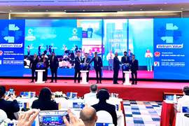 Lễ khai mạc Tuần lễ và Diễn đàn Thương hiệu quốc gia Việt Nam 2025 diễn ra sáng 16/4, tại Hà Nội. (Ảnh: Đức Duy/Vietnam+)
