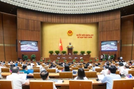 Quốc hội thảo luận tại hội trường sáng 14/5 về Dự án luật Tổ chức chính quyền địa phương (sửa đổi). (Ảnh: quochoi.vn)