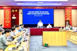 Ông Võ Quang Lâm, Phó Tổng Giám đốc Tập đoàn điện lực Việt Nam, thông tin với báo chí về việc điều hành đảm bảo điện, chiều 9/5. (Ảnh: Đức Duy/Vietnam+)