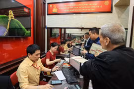 Một điểm kinh doanh vàng tại Hà Nội. (Ảnh: Đức Duy/Vietnam+)