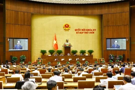 Phiên họp toàn tể tại hội trường Quốc hội sáng 17/5. (Ảnh: TTXVN)