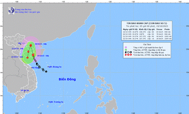Bão số 5 giật cấp 11 trên vùng biển phía Bắc Vịnh Bắc Bộ ảnh 1