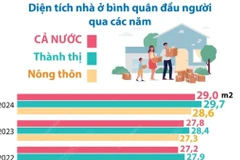 Năm 2024, diện tích nhà ở bình quân đầu người đạt 29m2