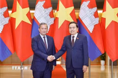 Chủ tịch Quốc hội Trần Thanh Mẫn hội kiến Thủ tướng Campuchia Hun Manet thăm chính thức Việt Nam và tham dự Diễn đàn Tương lai ASEAN lần thứ ba. (Ảnh: Doãn Tấn/TTXVN)
