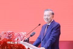 Tổng Bí thư, Chủ tịch nước Tô Lâm nói chuyện thân mật với cộng đồng người Việt Nam tại Thái Lan. (Ảnh: Thống Nhất/TTXVN)