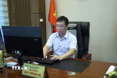 Giáo sư, tiến sỹ Trần Đại Lâm, Viện trưởng Viện Khoa học Vật liệu, Viện Hàn lâm Khoa học và Công nghệ Việt Nam chia sẻ về phát triển nguồn nhân lực đối với lĩnh vực khoa học vật liệu. (Ảnh: Thu Phương/TTXVN)