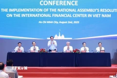 Thủ tướng Phạm Minh Chính chủ trì Hội nghị quán triệt, triển khai Nghị quyết của Quốc hội về Trung tâm tài chính quốc tế tại Việt Nam. (Ảnh: Dương Giang/TTXVN)