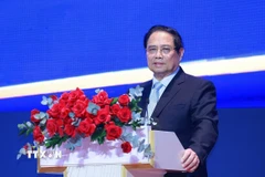 Thủ tướng Phạm Minh Chính, Trưởng Ban Chỉ đạo quốc gia về Trung tâm tài chính quốc tế tại Việt Nam phát biểu chỉ đạo. (Ảnh: Dương Giang/TTXVN)