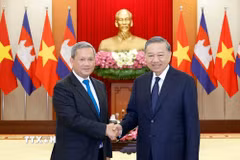 Tổng Bí thư, Chủ tịch nước Tô Lâm tiếp Thủ tướng Campuchia Hun Manet. (Ảnh: Thống Nhất/TTXVN)