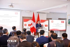 Chủ tịch Quốc hội Trần Thanh Mẫn phát biểu khai mạc Tọa đàm "Xây dựng và vận hành Trung tâm tài chính quốc tế và khuyến nghị cho Việt Nam." (Ảnh: Doãn Tấn/ TTXVN)