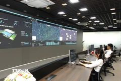 Trung tâm Vận hành hệ thống cấp nước (SWOC) được xem là "bộ não" của hệ thống điều hành cấp nước được vận hành từ tháng 5/2025. (Ảnh: Anh Tuấn/ TTXVN)