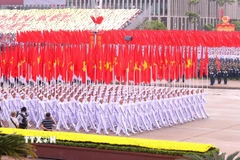 Khối cờ Đảng, cờ Tổ quốc. (Ảnh: Văn Điệp/TTXVN)