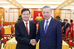 Tổng Bí thư Tô Lâm tiếp Tổng Bí thư, Chủ tịch nước Lào Thongloun Sisoulith. (Ảnh: Thống Nhất/TTXVN)
