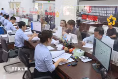 Dù áp lực hồ sơ tăng vọt (với lượng hồ sơ trực tuyến đạt 7.800 hồ sơ và hơn 200.000 hồ sơ chứng thực), các công chức phường Phú Nhuận vẫn dành sự quan tâm đặc biệt cho người già yếu, người khuyết tật. (Ảnh: Hữu Duyên/ TTXVN)