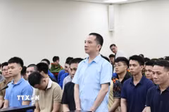 Bị cáo Mai Anh Việt khai báo tại phiên tòa. (Ảnh: Kim Anh/ TTXVN)