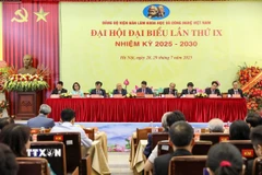 Quang cảnh Đại hội Đảng bộ Viện Hàn lâm khoa học và công nghệ Việt Nam lần thứ IX, nhiệm kỳ 2025-2030. (Ảnh: Khánh Hòa/TTXVN)