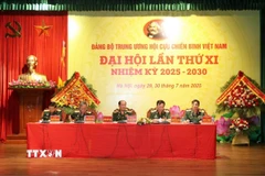 Đoàn Chủ tịch Hội Cựu Chiến binh Việt Nam làm việc. (Ảnh: TTXVN phát)