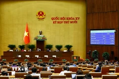 Quốc hội biểu quyết thông qua Luật Chuyển đổi số. (Ảnh: Doãn Tấn/TTXVN)