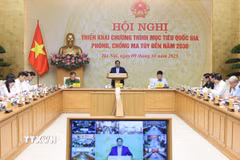 Thủ tướng Phạm Minh Chính chủ trì Hội nghị triển khai Chương trình mục tiêu quốc gia phòng, chống ma túy đến năm 2030. (Ảnh: Dương Giang/TTXVN)