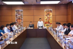 Đoàn đại biểu Quốc hội tỉnh Lâm Đồng, Nghệ An thảo luận tại tổ. (Ảnh: Văn Điệp/TTXVN)