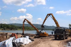 Dự án Khắc phục, sửa chữa đập dâng Tam Giang (tỉnh Đắk Lắk) bị chậm tiến độ. (Ảnh: Tường Quân/TTXVN)
