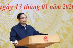 Thủ tướng Phạm Minh Chính chủ trì phiên họp thứ 5 của Ban Chỉ đạo Trung ương về chính sách nhà ở và thị trường bất động sản. (Ảnh: Dương Giang/TTXVN)