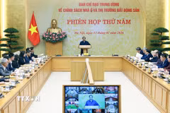 Thủ tướng Phạm Minh Chính chủ trì phiên họp thứ 5 của Ban Chỉ đạo Trung ương về chính sách nhà ở và thị trường bất động sản. (Ảnh: Dương Giang/TTXVN)