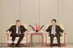 Chủ tịch nước Lương Cường hội kiến Thủ tướng Slovakia Robert Fico. (Ảnh: TTXVN)