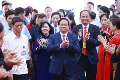 Thủ tướng Phạm Minh Chính đến dự Đại hội đại biểu Đảng bộ phường Tây Hồ lần thứ nhất, nhiệm kỳ 2025-2030. (Ảnh: Dương Giang/TTXVN)