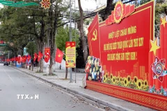 Các tuyến phố trung tâm tại các địa phương rực rỡ cờ hoa chào mừng Đại hội XIV của Đảng. (Ảnh: Văn Đạt/TTXVN)