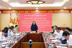 Đồng chí Bùi Thị Quỳnh Vân, Ủy viên Trung ương Đảng, Phó Trưởng Ban Tổ chức Trung ương phát biểu chỉ đạo cuộc họp. (Ảnh: Phương Hoa/TTXVN)