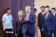 Tổng Bí thư Tô Lâm tới dự Lễ kỷ niệm 80 năm Ngày truyền thống Tòa án Nhân dân (13/9/1945-13/9/2025). (Ảnh: Phạm Kiên/TTXVN)