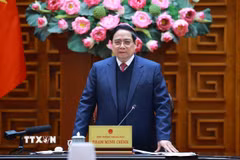 Thủ tướng Phạm Minh Chính, Trưởng Ban Chỉ đạo của Chính phủ về quản lý, điều hành kinh tế vĩ mô chủ trì Phiên họp lần thứ hai của Ban Chỉ đạo. (Ảnh: Dương Giang/TTXVN)