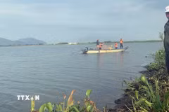 Lực lượng cứu hộ cứu nạn Công an Thành phố Hồ Chí Minh triển khai công tác tìm kiếm. (Ảnh: TTXVN phát)