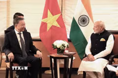 Tổng Bí thư, Chủ tịch nước Tô Lâm gặp Thủ tướng Ấn Độ Narendra Modi trong khuôn khổ chuyến tham dự Đại hội đồng Liên hợp quốc Khóa 79 và làm việc tại Hoa Kỳ, chiều 23/9/2024 (giờ địa phương), tại New York. (Ảnh: Thanh Tuấn/TTXVN)