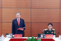 Tổng Bí thư Tô Lâm phát biểu thảo luận tại Đoàn. (Ảnh: TTXVN)