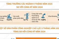Chỉ số sản xuất công nghiệp 9 tháng của năm 2025 tăng 9,1% 